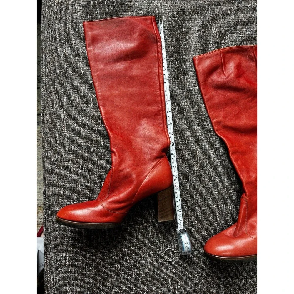 Palmroth Of Finland Women’s Orange Leather Knee High Boots Size 7.5
